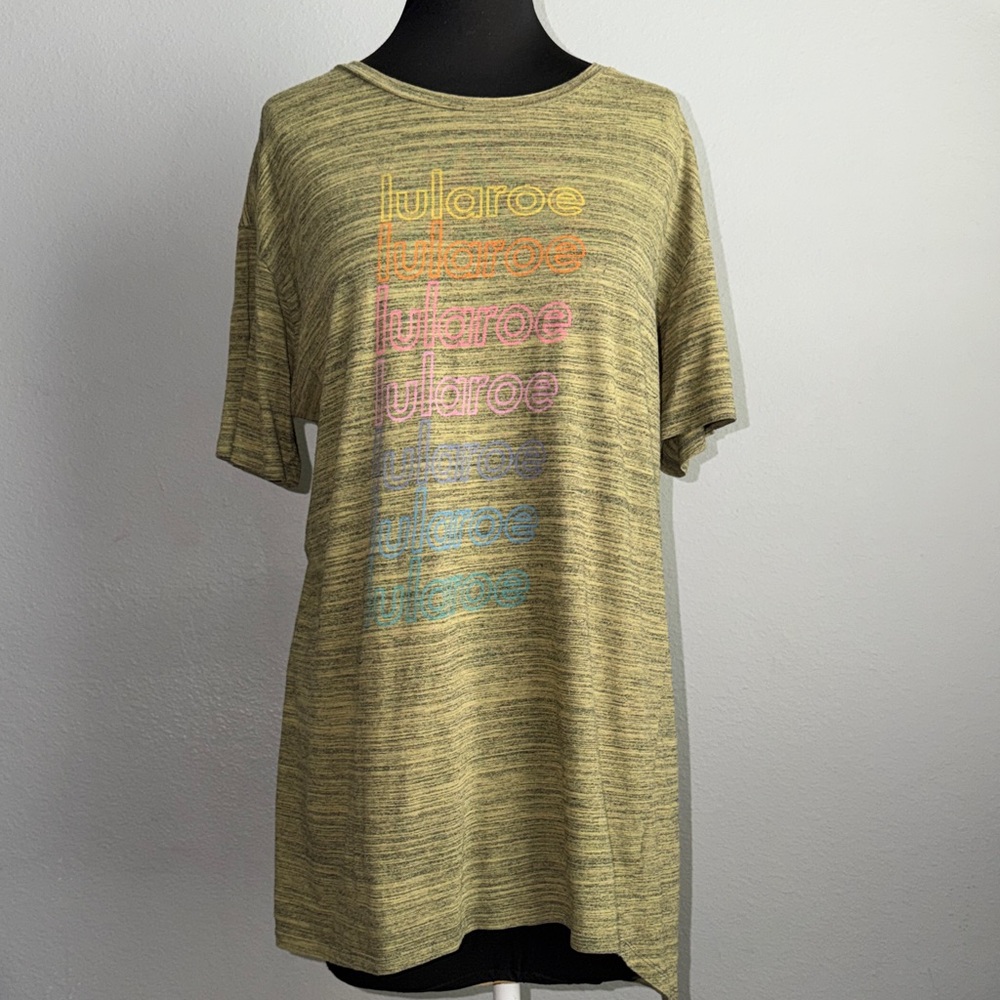 LuLaRoe Striped Tee with Colorful Logo Text